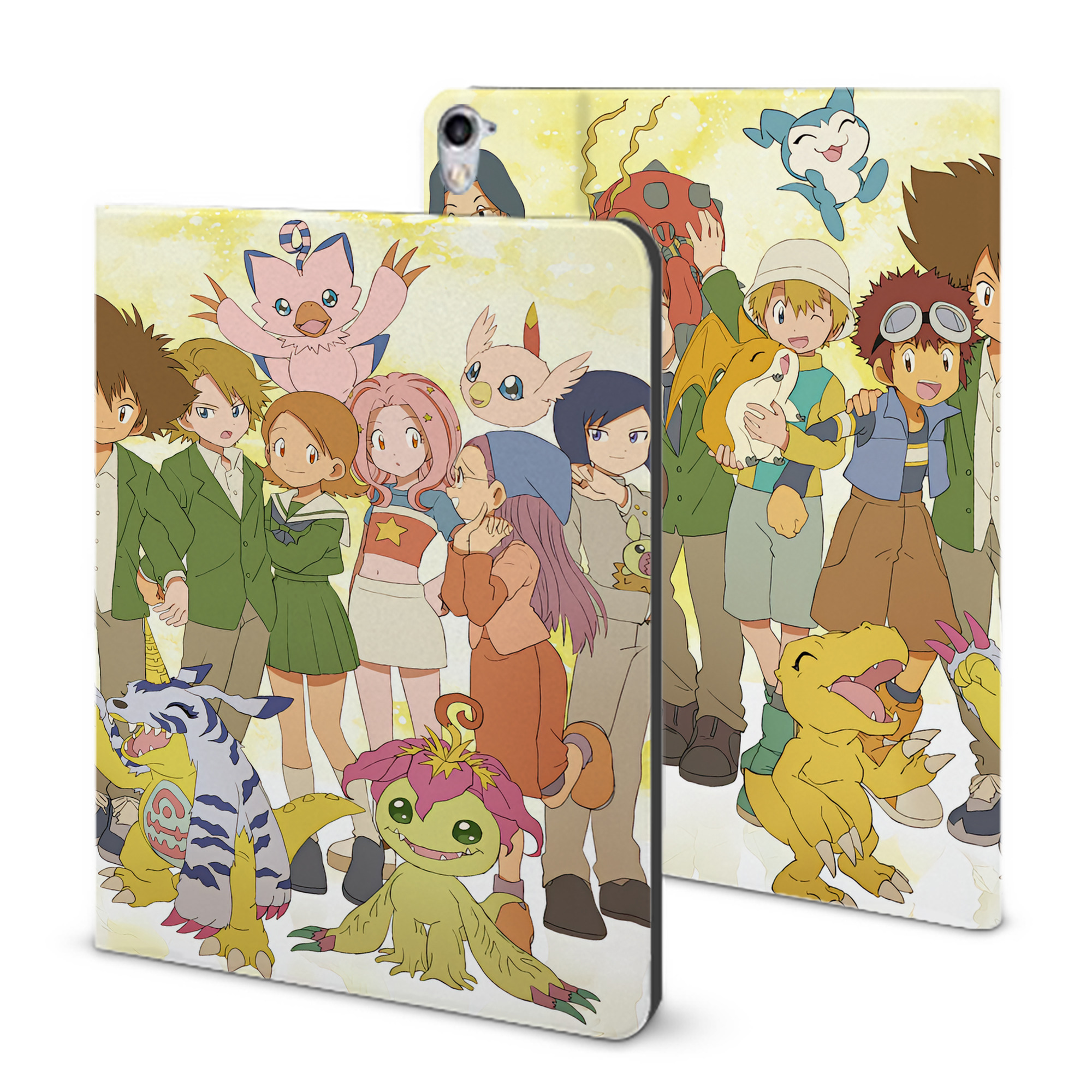 （画像用） Digimon デジタルモンスター/デジモン IPad ケース ブック型 PUレザー TPU 耐衝撃 軽量 薄型 ペン収納なし 全面保護 IPad 各モデル対応